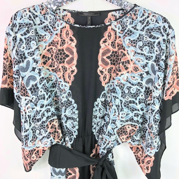 BCBG MAXAZRIA Black Flowy Kimono Sleeve Dress XS - Picture 3 of 8